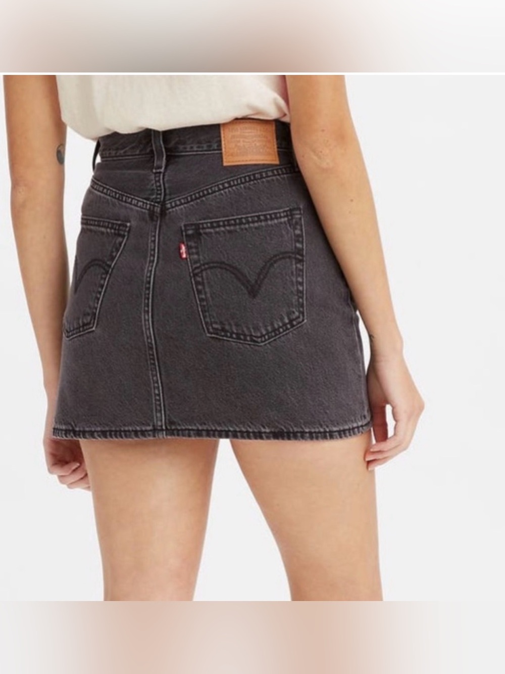 Levi's Charcoal Ribcage Denim Mini Skirt